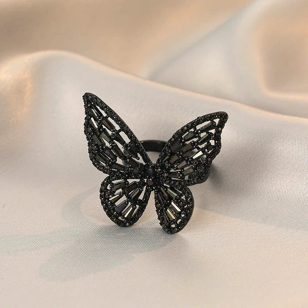 Ring jewelry batch hollow butterfly ring exaggerated ring does not fade jewelry