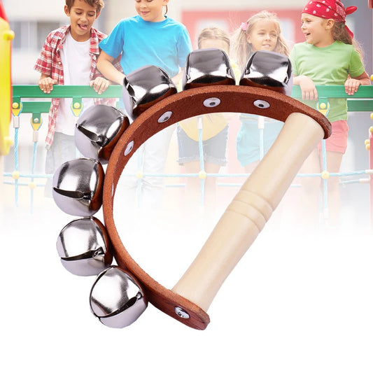 Handbell Hand Bells with 5pcs/7pcs Jingle Bells Wood Handle Musical Instrument Toy for Music Class