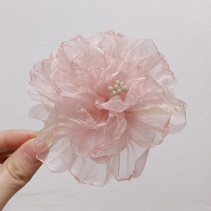 Vacation Organza Flower Hair Clip Travel Outing Hair Accessories Atmosphere Clip Duckbill Clip Hairpin Side Clip Hair Ornament