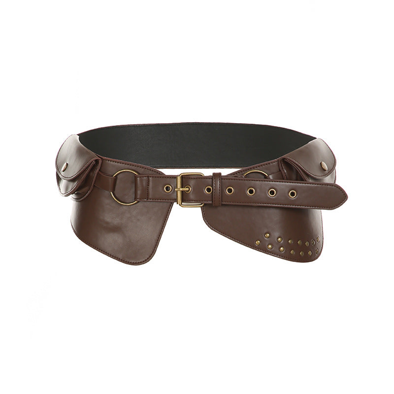 Wish Cross-Border Retro Mini Oval Bag Rivet Punching Belt Hot Girl Fashion Personality Waist Bag Wear Accessory