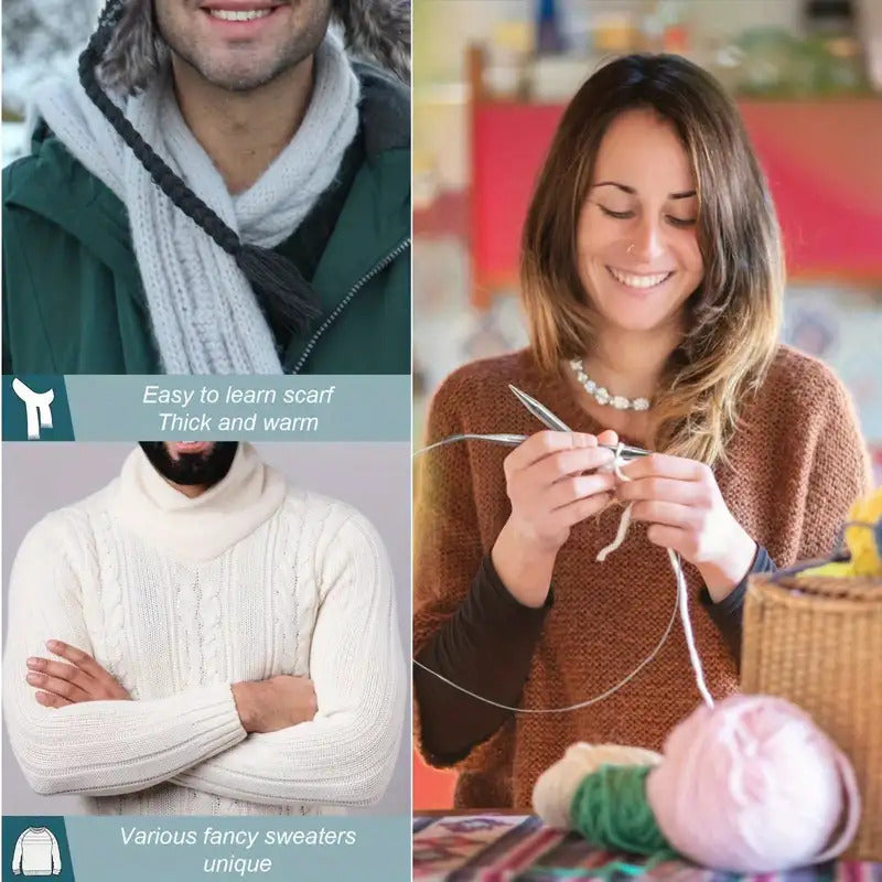 Professional 8pcs Stainless Steel Knitting Needles Set - Versatile, Smooth, Comfort-Grip, Circular Weaving Essentials