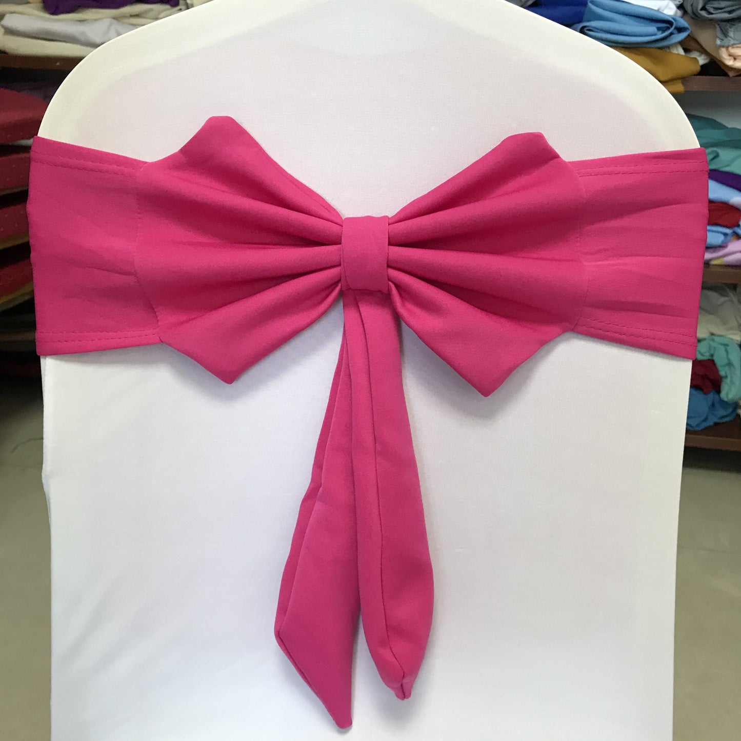 V45O Banquet Elastic Chair Cover No Tie Bowknot Chair Back Flower Decoration Wedding Hotel VIP Stool Strap