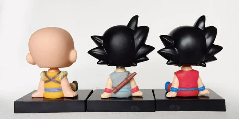 Dragon Ball Z Dolls Phone Holder Anime Figure Son Goku Kuririn Shaking His Head Dolls Car Ornaments Car Accessories Kids Toys