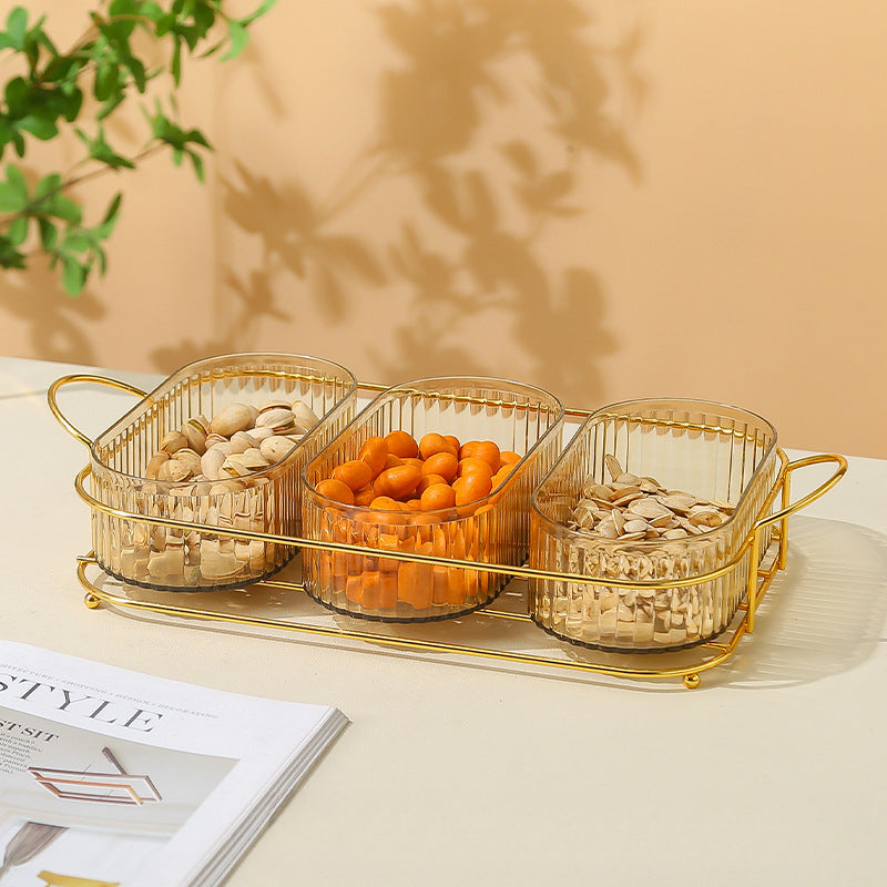 Living Room Household Coffee Table Nut Plate Oval Dish Compartment Plate Snack Plate Dessert Plate Nut Plate Candy Plate