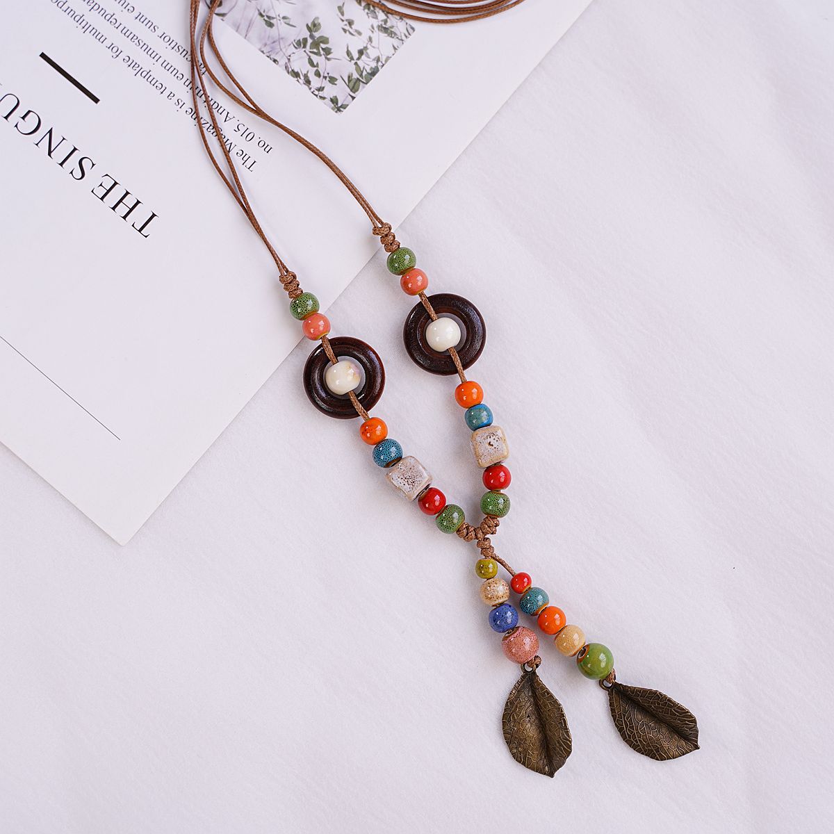 Jingdezhen Ceramic Necklace Women's Light Luxury Niche Autumn and Winter Sweater Necklace