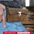 Genuine Leather Waist Bag for Men Casual Flip Cover Phone Holster Case with Belt Clip Mobile Phone Pouch for iPhone 16 Samsung