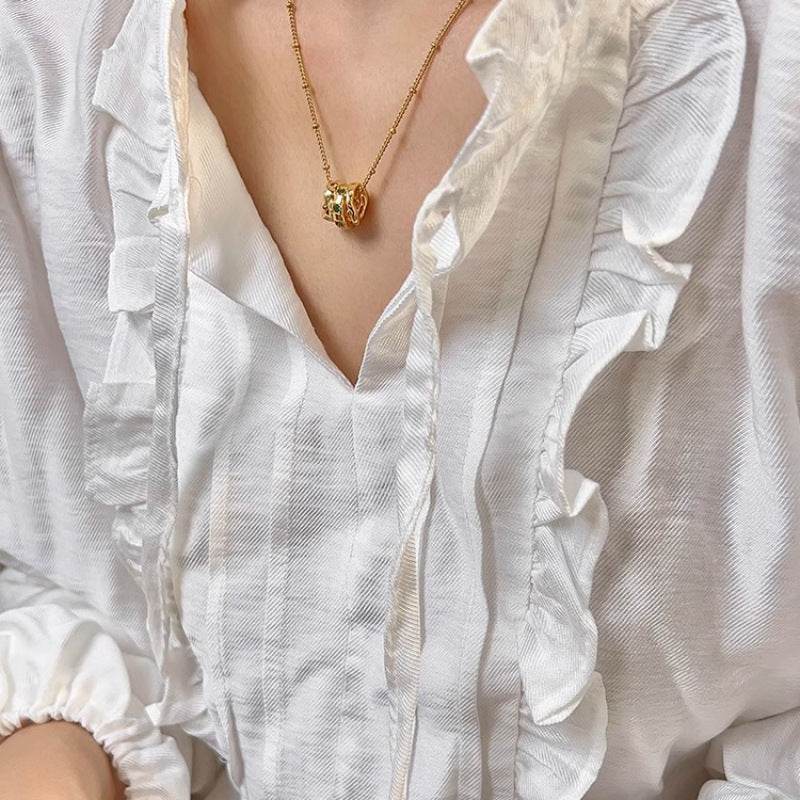 S925 Sterling Silver Detachable Emerald Zircon Necklace Fashion Circle High-end Sense Accessory Collarbone Chain