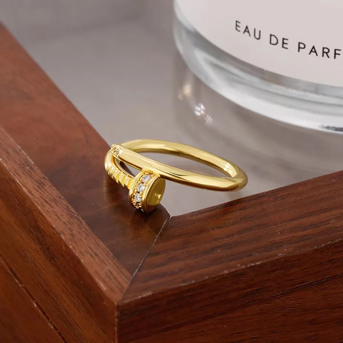 Gold Color Shiny Zircon  Ring for Women Light Luxury Adjustable Rings Birthday Jewelry Gifts