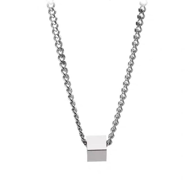 Geometric Block Wang Yibo Necklace for Men Trendy Hip-Hop Style Simple Versatile Sweatshirt Collarbone Chain Niche Design Sense Men