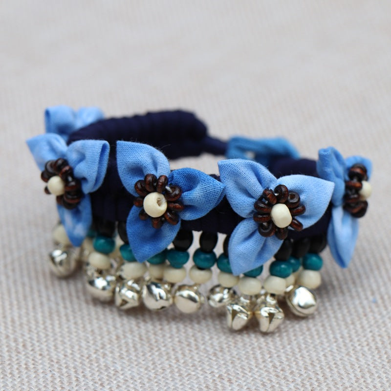 Blue Tie Dye Cloth Bracelet Dali Lijiang Hot Sale Hand-stitched Flower Fabric Bracelet Bracelet