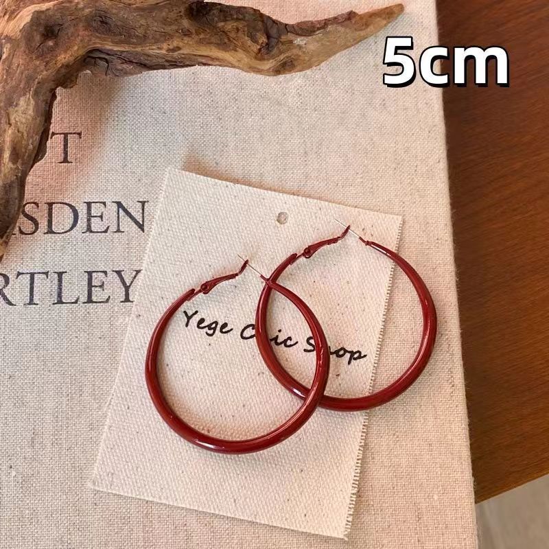 Vintage Ankora wine red Earrings Elegant High-end Atmospheric Earrings Women's S925 Silver Pin All-match Earrings