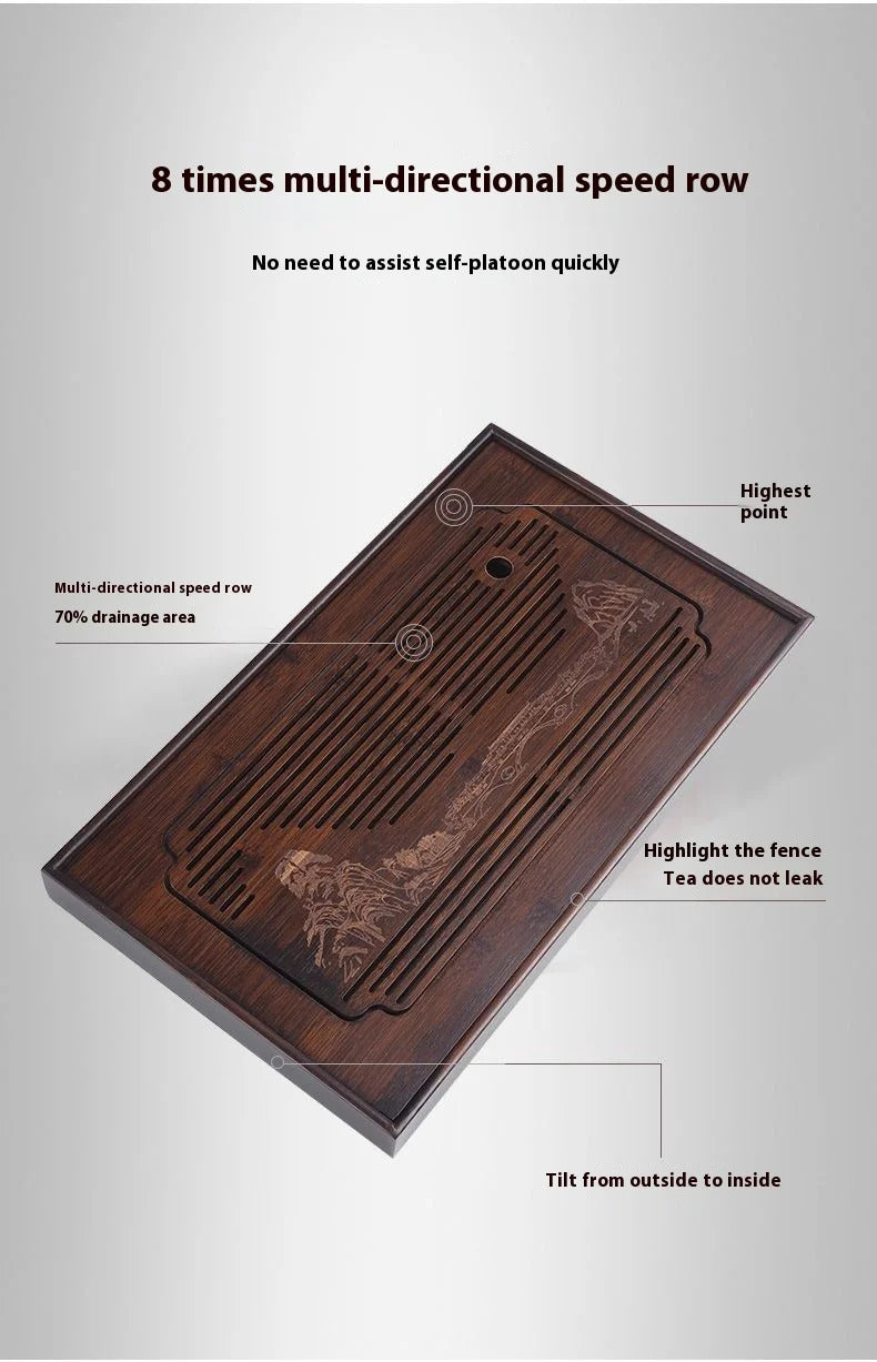 GIANXI Jiangshan Tea Tray Household Small Drain Tea Table Bamboo Tea Tray Kung Fu Tea Set Accessories Tea Sea Dry Brewing Table