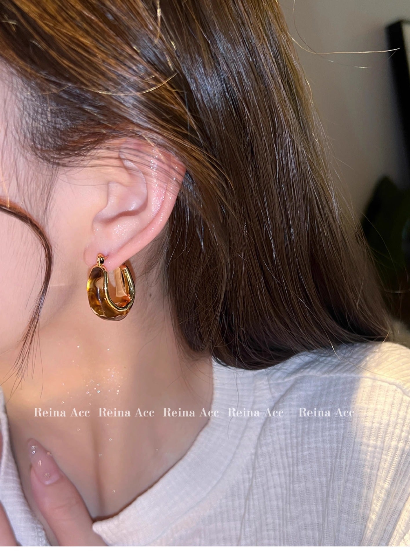 Maillard Earrings Earrings Brown Niche Design High-grade Ring Earrings Light Luxury Summer