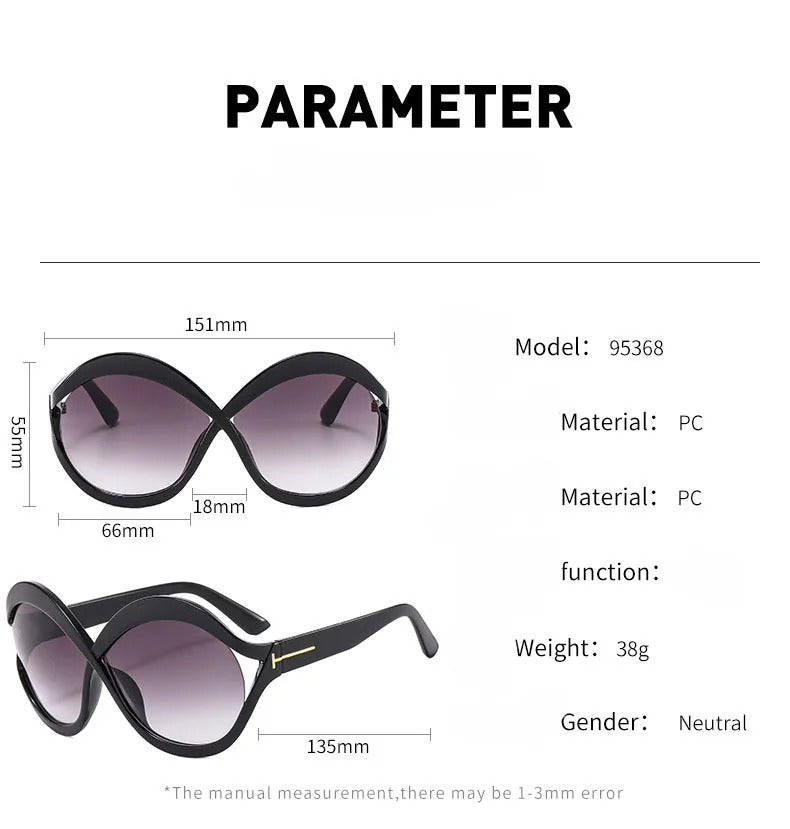 Luxury Oversized Round Sunglasses Goggle New Brand Designer Women Sun Glasses Trends Punk Shades Eyewear Eyeglasses Oculos