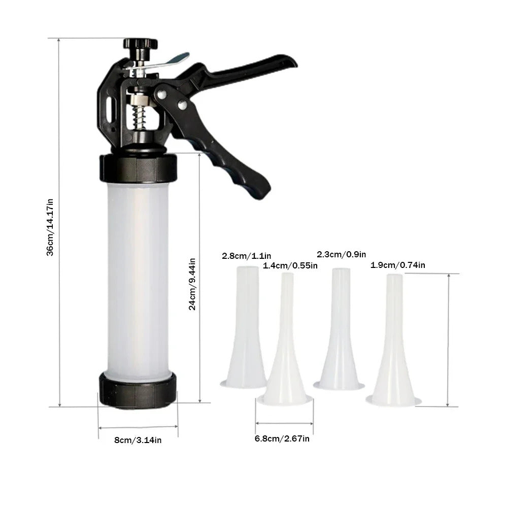 Stainless Steel Small Sausage Tool Fast Sausage Filling 1.5lbs with 5 Nozzles BBQ Kitchen Tool for Household Use Or Commercial