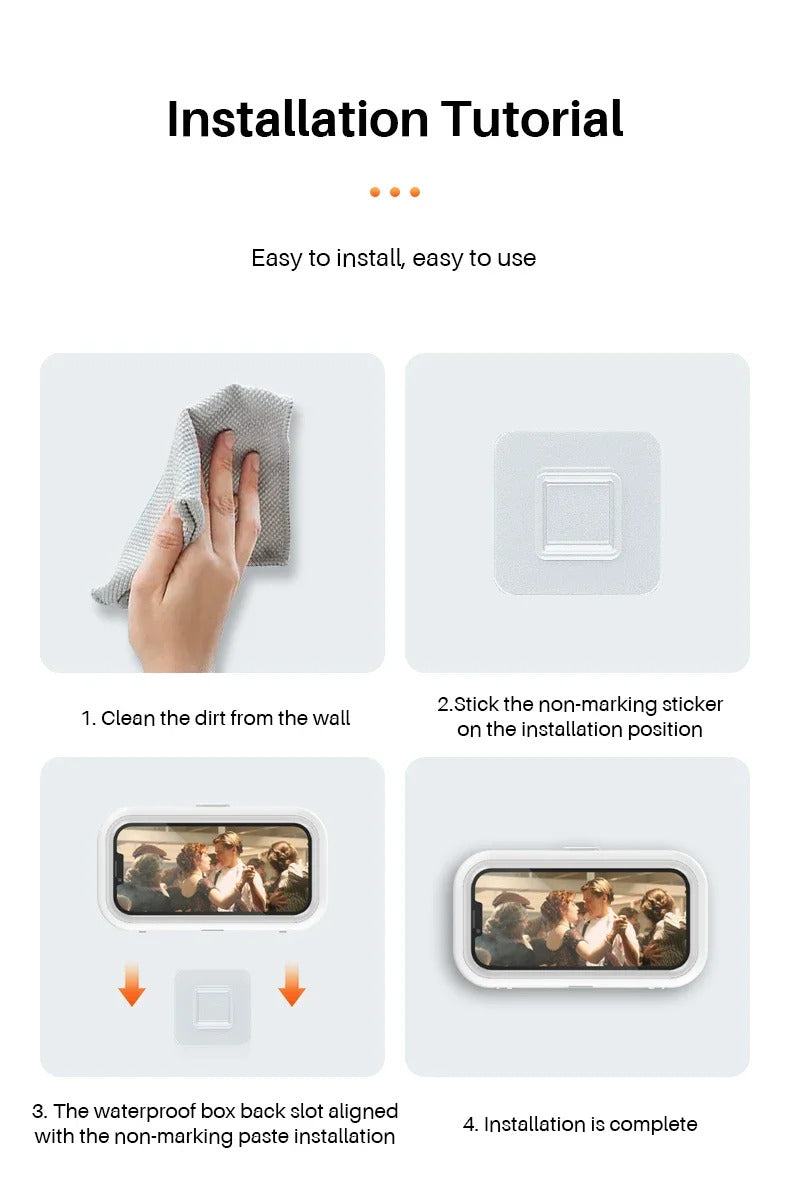 New Rotation Waterproof Bathroom Phone Wall Mount Holder Adjustable Shower Phone Case Stick on Wall Bathroom Toilet Phone Holder