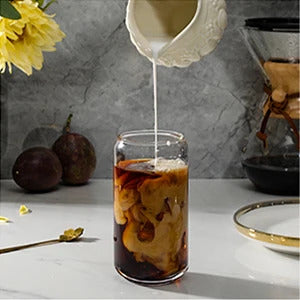 Leeseph Coffee Mug Glass Cup With Lid and Straw Transparent Coffee Tea Milk Juice Cold Drinking Cup Bar Kitchen Accessories