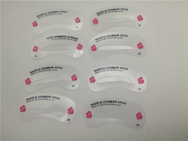 Cross-Border Hot Sale Novice Eyebrow Trimmer 24 Models Suit Eyebrow Stencil Eyebrow Stencil Beauty Tools Wholesale