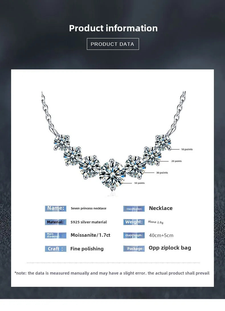 S925 Sterling Silver 2.8CT Moissanite Necklace 'Smiling Princess' Dainty Collarbone Chain Elegant Versatile Jewelry Accessory