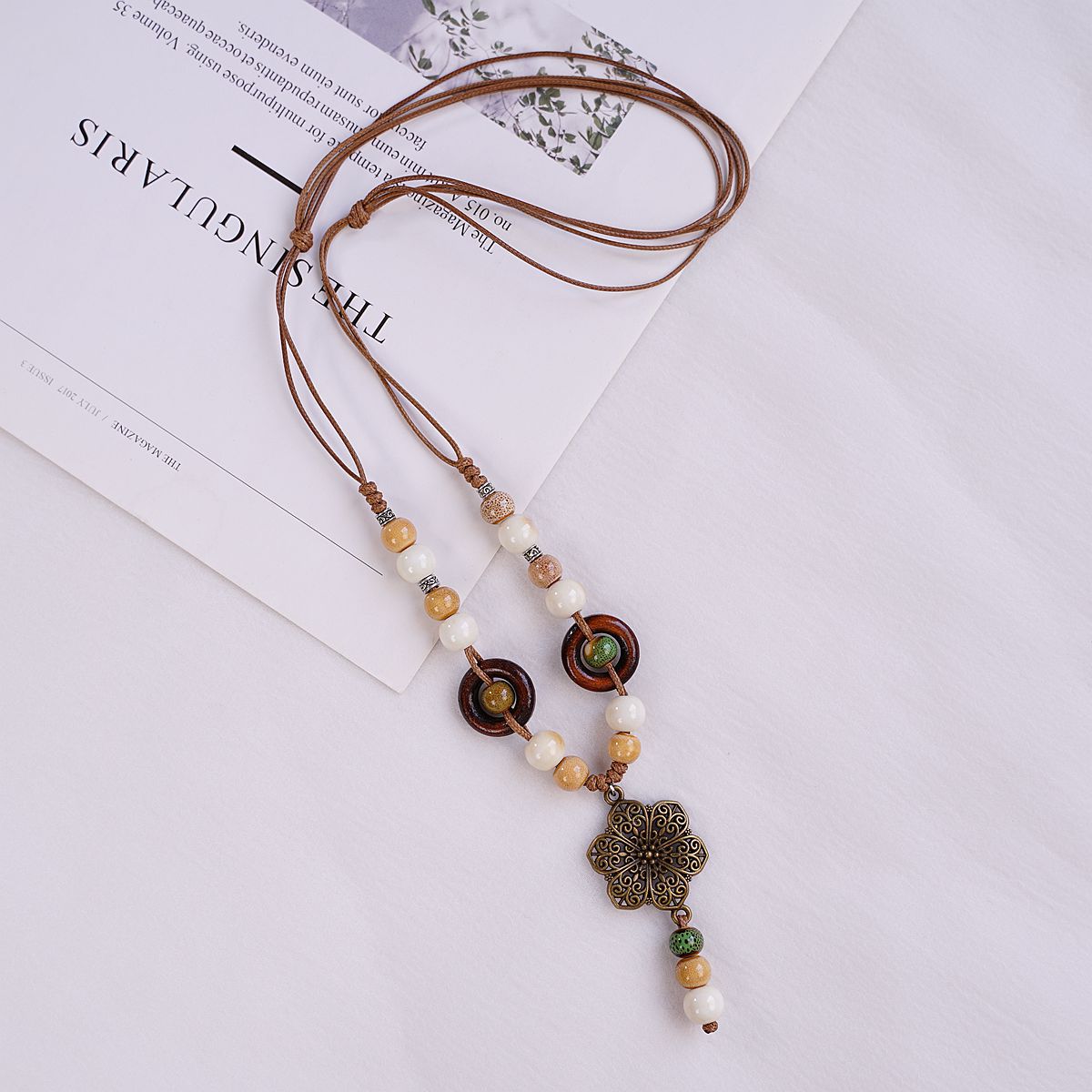 Jingdezhen Ceramic Necklace Women's Light Luxury Niche Autumn and Winter Sweater Necklace