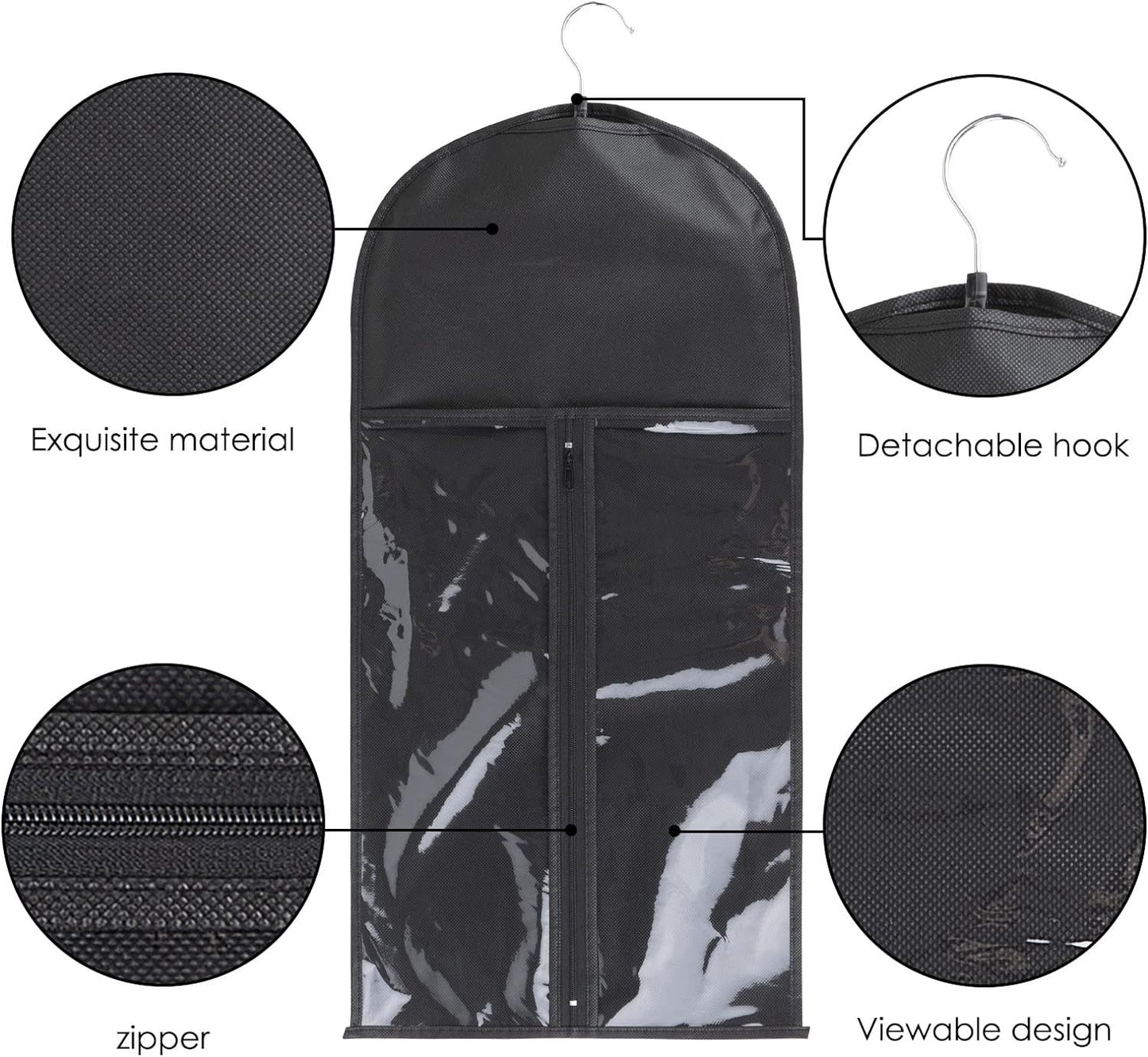 In Stock Thickened Zipper Portable Wig Dust Cover PVC Window Non-Woven Fabric Hang Clothes Storage Dustproof Bag Wholesale