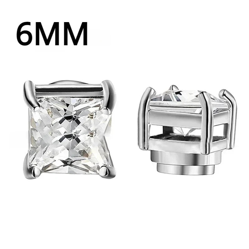 1Pairs Crystal Strong Magnetic Ear Stud Clip Earrings for Men and Women Punk Round Zircon Magnet Earrings Non Piercing Jewelry