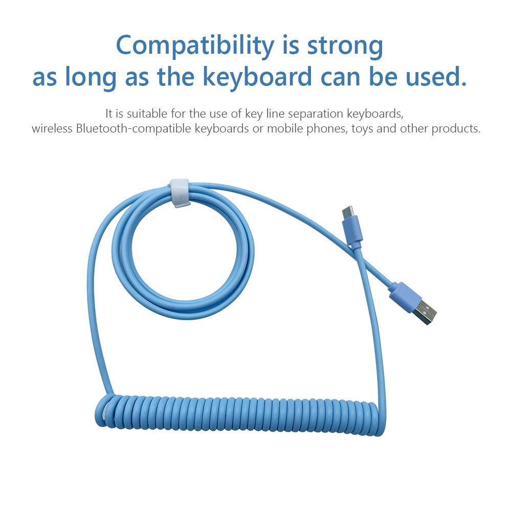 PU Mechanical Keyboard Data Cable Type-C to USB Coiled Spring Aviator Wire 1.5-3m Computer Peripherals