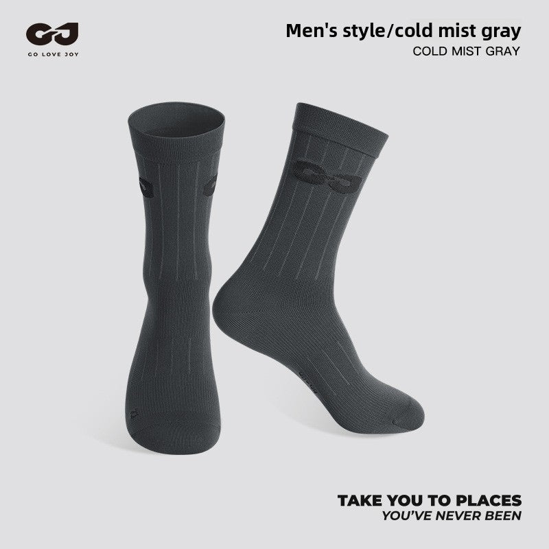 Outdoor Sports Cycling Socks for Men and Women, Breathable, Sweat-Absorbent, Quick-Drying, Odor-Resistant, Lycra, Basketball, Soccer, Running, Mid-Calf Socks