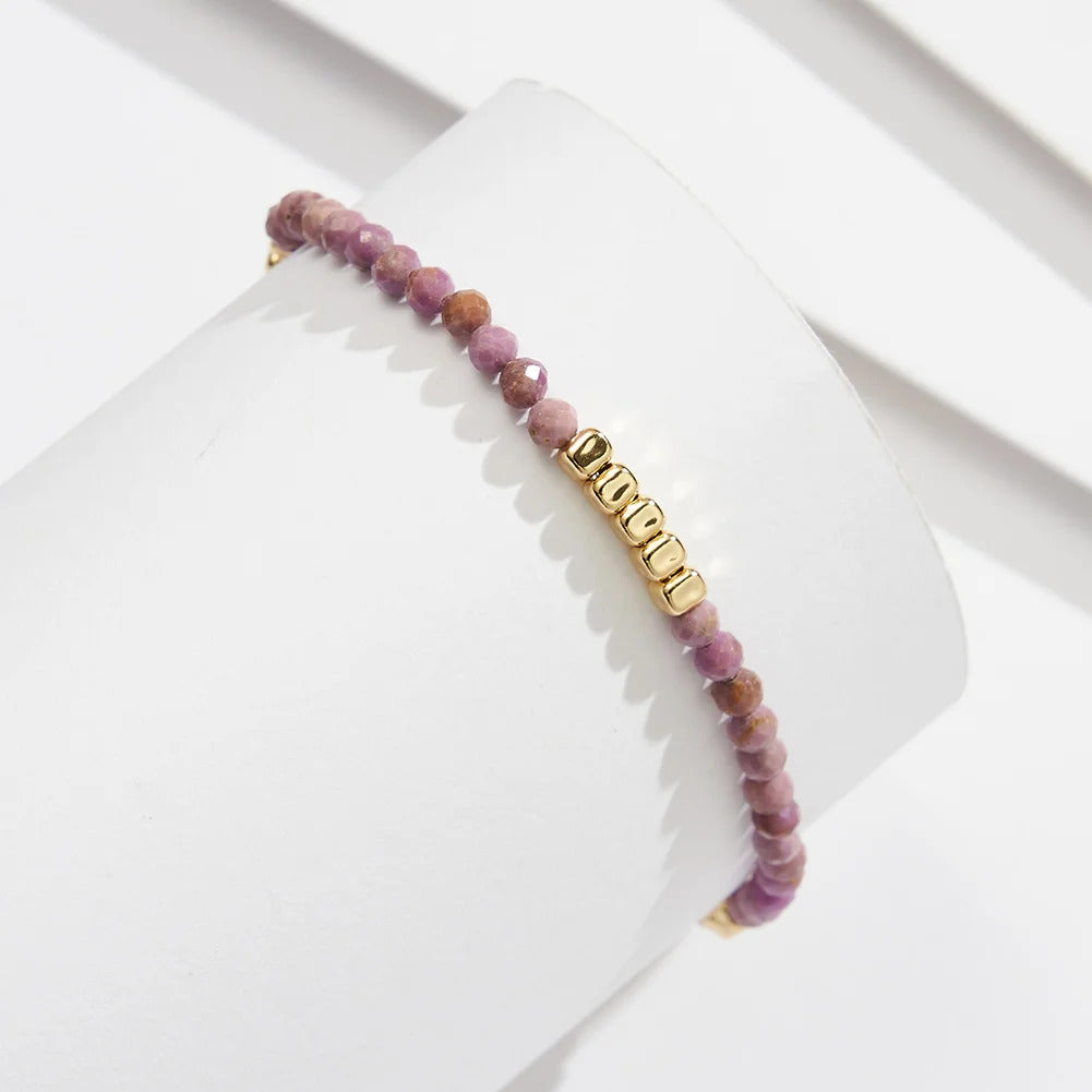 ORSA JEWELS 925 Silver Purple Mica Stone Beads Anklet Light Luxury High Quality Stone Foot Chian Delicate Anklet Jewelry SA90