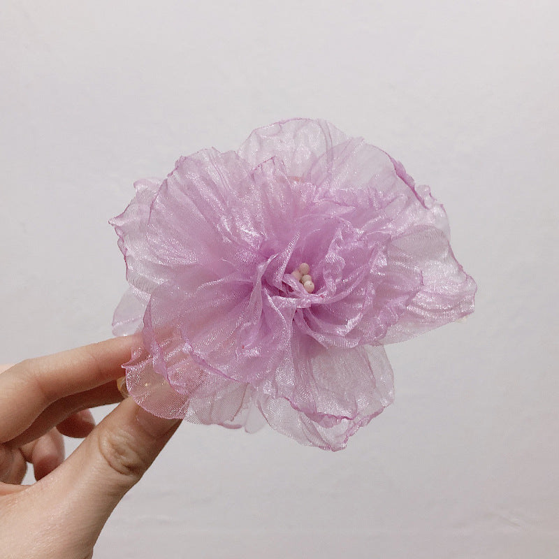 Vacation Organza Flower Hair Clip Travel Outing Hair Accessories Atmosphere Clip Duckbill Clip Hairpin Side Clip Hair Ornament