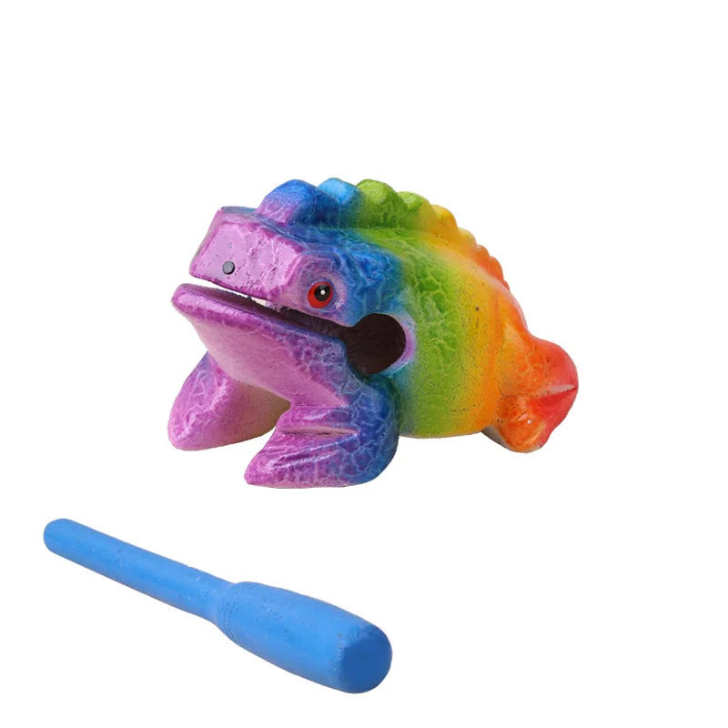 Colorful Wooden Frog Guiro Rasp,Handcrafted Wooden Frog Musical Instrument,African Wooden Frog Rasp Musical Instrument for Adult
