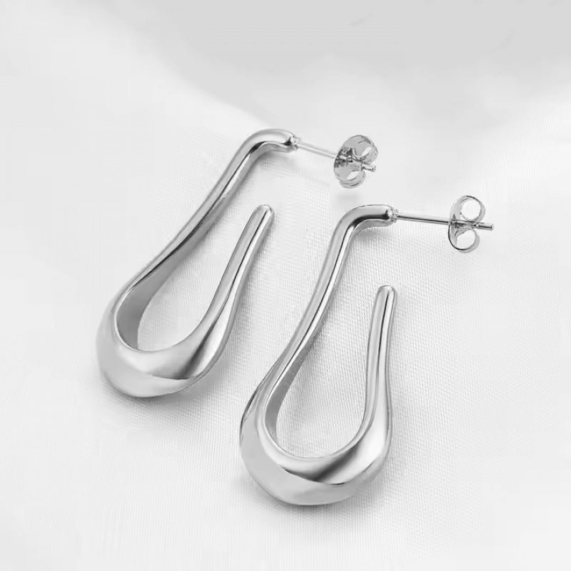 Minimalist Water Drop U-shaped Earrings Niche Design Elegant French Stud Earrings Women's Light Luxury High-end Cool Style