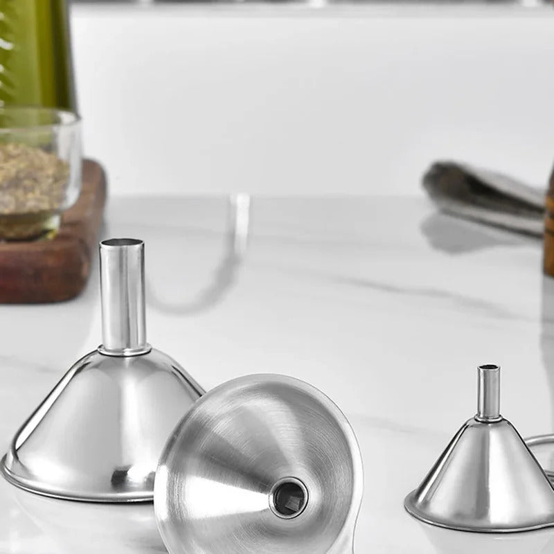 3 Piece Stainless Steel Funnels Set Multipurpose Kitchen Funnel Set for Transferring Liquid Dry Ingredients Powder