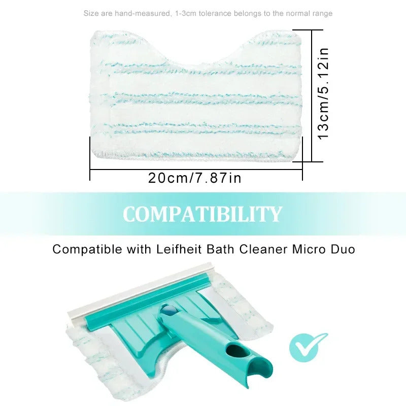 Microfiber Rags Cover for Leifheit Tile and Bathtub Wiper, Flexible Pad, Dry and Wet Usage, Mop Floor Clean Cloths, 3PCs