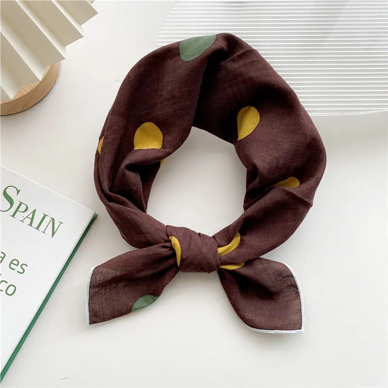 Cotton Linen 55cm Square Scarf Women Kerchief Flower Print Geometric Neckerchief Scarves  Headwrap Bandanas Hairband Headbands