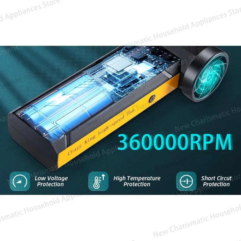 New 360000RPM Electric Air Blower Turbo Jet Fan Brushless Motor High-Speed Turbo Violent Fan USB Charge Powerful Dust Blower