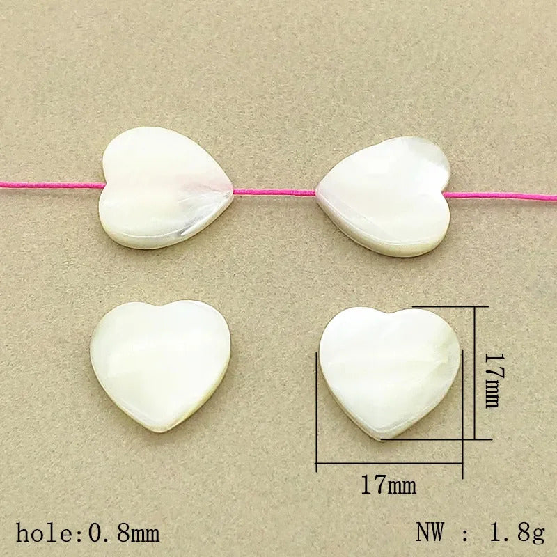 New Arrival! 15/17mm 100pcs Natural Shell Beads Heart Charm For Handmade Necklace/Earrings DIY Parts,Jewelry Findings&Components