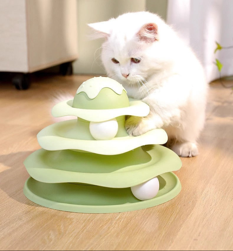 Cat Toy Teaser Wand Cat Turntable Self-Entertainment Ball Kitten Three-Layer Track Disc Kitten Pet Intelligence Artifact
