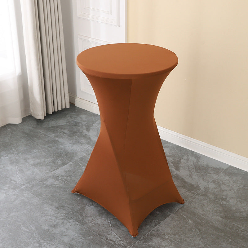 Elastic Table Cover High-End Banquet Wedding Hotel Cocktail Table Cover Table Skirt Table Skirt Cross-Border round High Leg Bar Counter Set