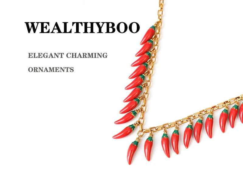 red Pepper Necklaces for Women Multilayer Collar Chain Verse Christian Jewelry 18K Gold Choker Plated/Stainless