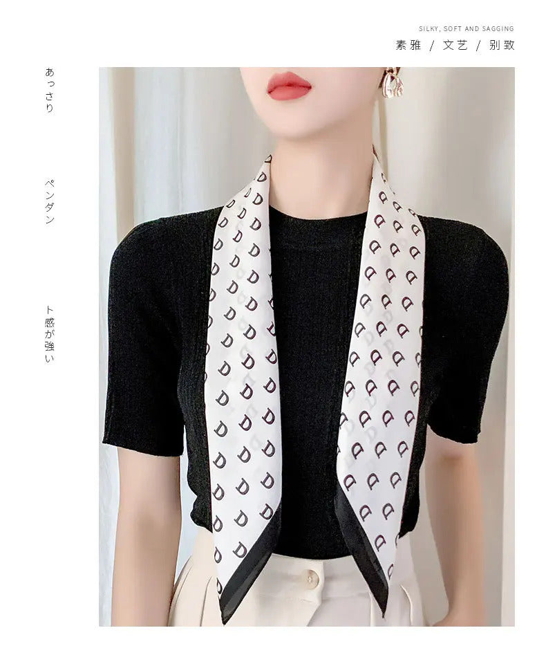 Luxury Popular Stripe Square Silk Scarf Women Headcloth Four Seasons Sunscree Fashion Letter Silk Scarves bandanna foulard