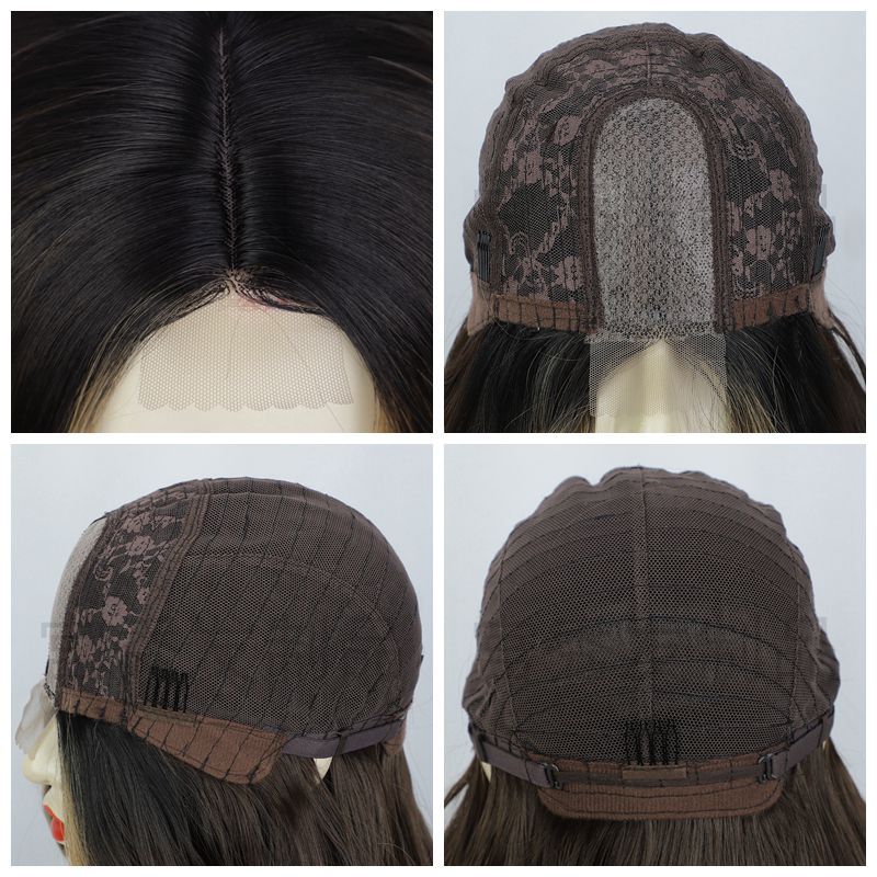 Lace Front Wig for Women, Middle Part, Small Lace, Highlighted Long Curly Synthetic Wig, Export Wigs