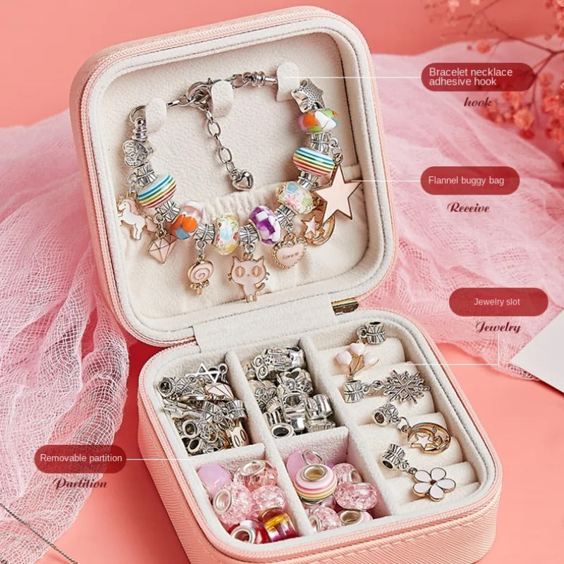 DIY Beaded Bracelet Set with Storage Box for Girls Gift Acrylic European Large Hole Beads Handmade Diy Jewelry Making Kit