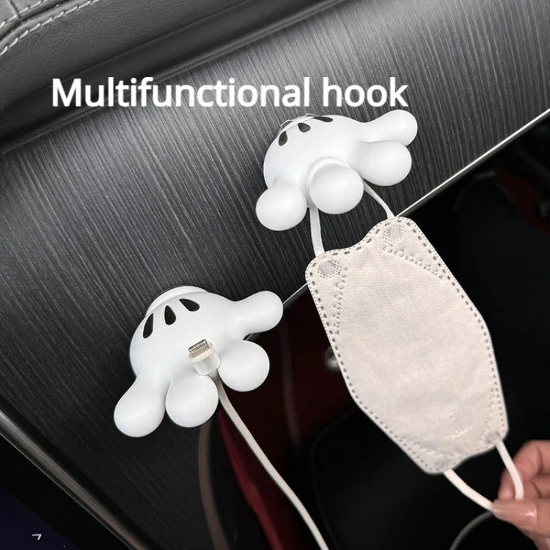 Cute Disney Mickey Storage Rack Cute Multifunctional Storage Rack Kawaii Car Adhesive Hook Data Cable Storage Car Hook