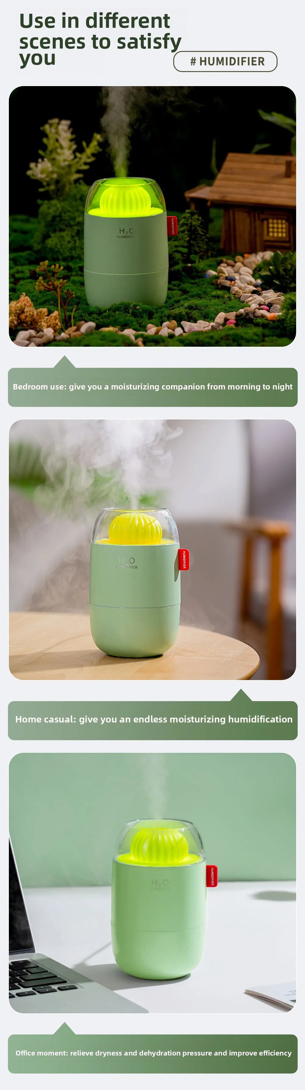 Creative Cactus Air Humidifier USB Electric 280ML Capacity Aroma Essential Oil Diffuser Color Lights Mist Spary for Home Bedroom