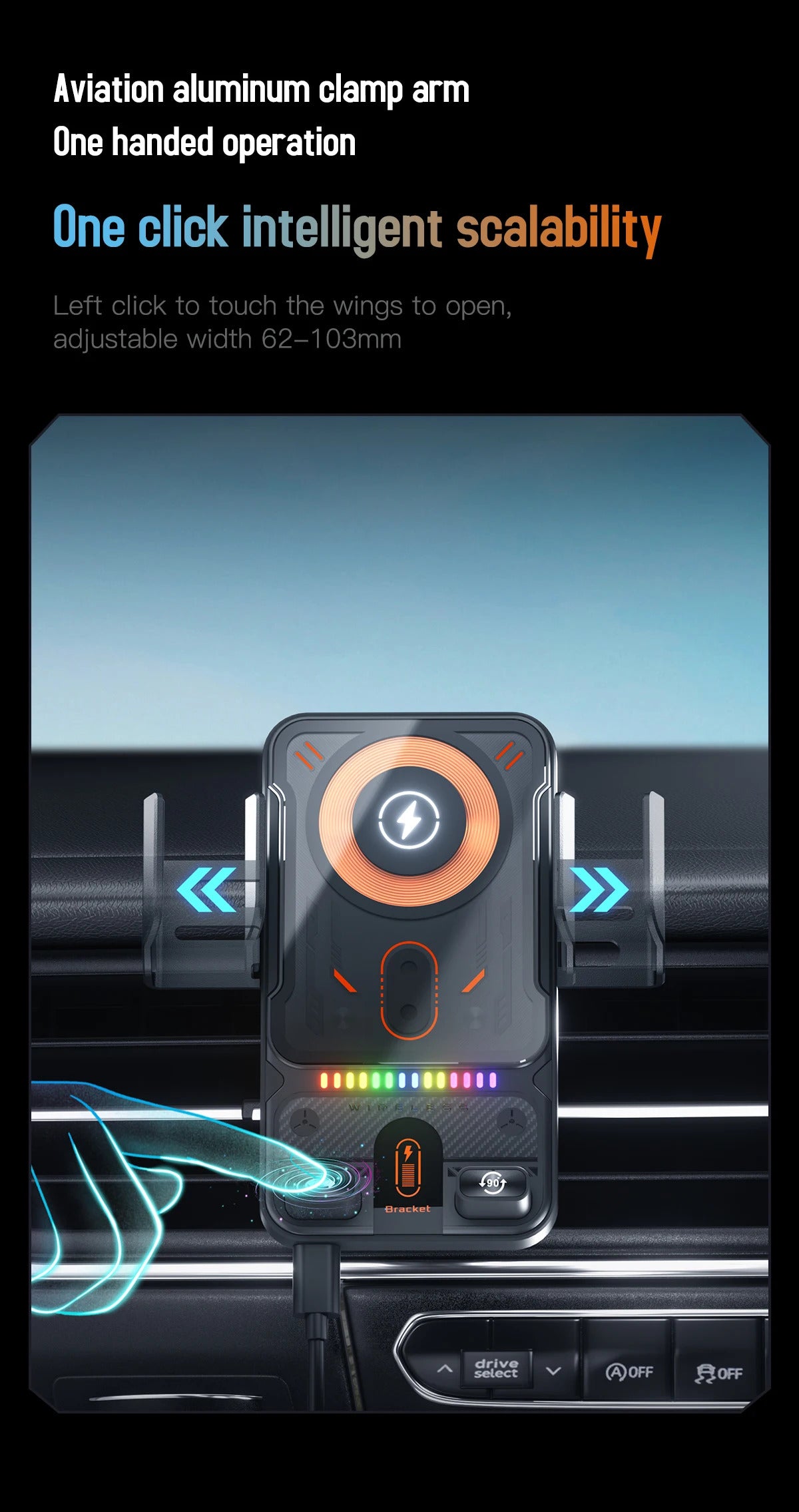 Wireless Car Phone Holder 15W Wireless Fast Charging Infrared Induction Phone Stand Universal Transparent for iPhone Xiaomi