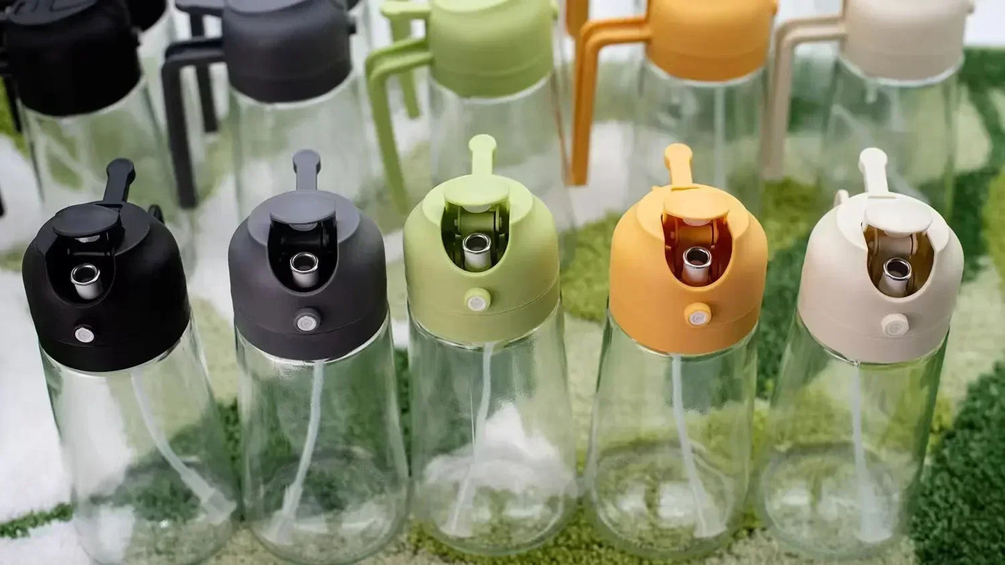 2-in-1 Dark Glass Oil Sprayer Olive Oil Dispenser Black Lightproof Oil Sprayer for Cooking Salads and Barbecues Barbecue Tools