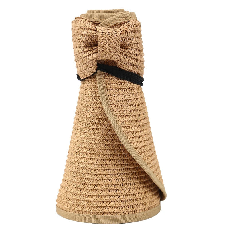 2023 New Women Roll Up Sun Visor Wide Brim Straw Hat Summer Foldable Packable UV Protection Cap for Beach Travel Bonnet