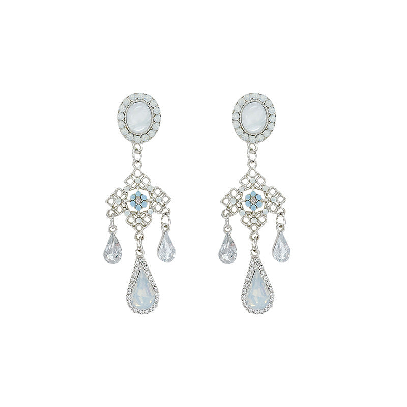Ancient Style Color-Retaining Gold-Plated Imitation Jade Niche Design Retro Earrings Birthday Gift