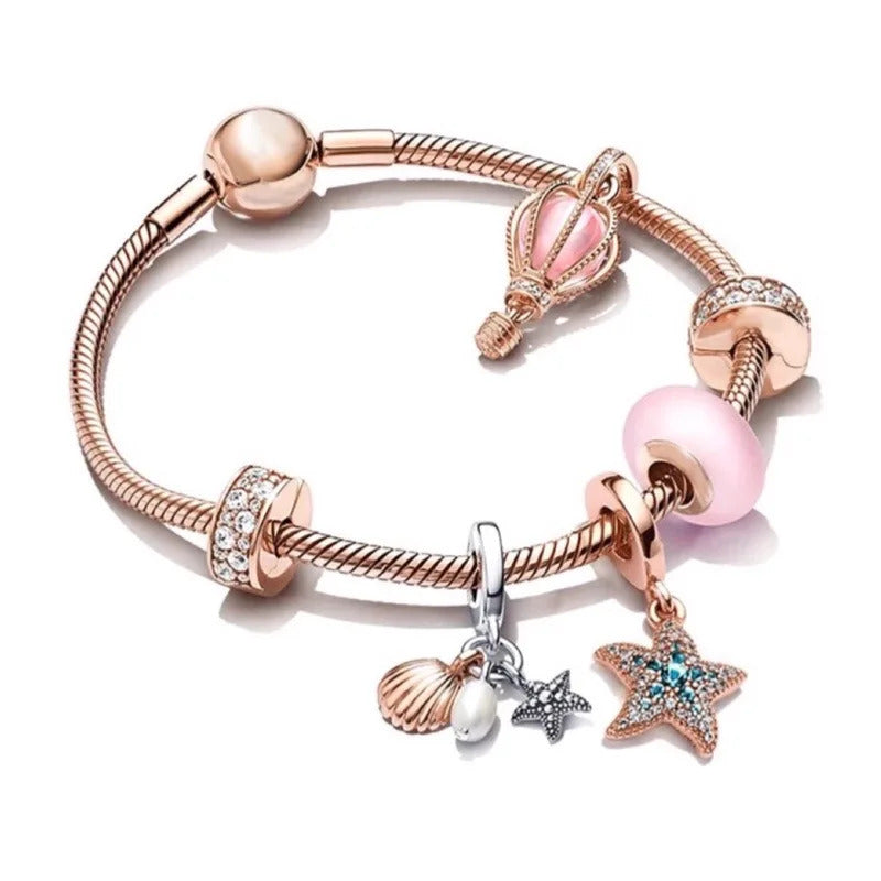 Luxurious 100%925 sterling silver original cute animal charm bead DIY set bracelet, high-end birthday gift jewelry for women